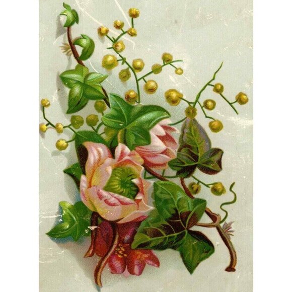 1880's Beautiful Victorian Embossed Springtime Blooming Flowers! - Picture 1 of 9